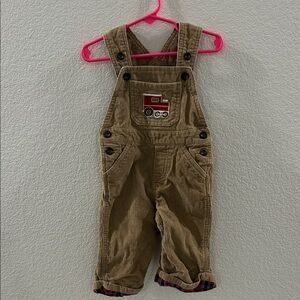 Vintage Corduroy Baby Overalls with Train Design